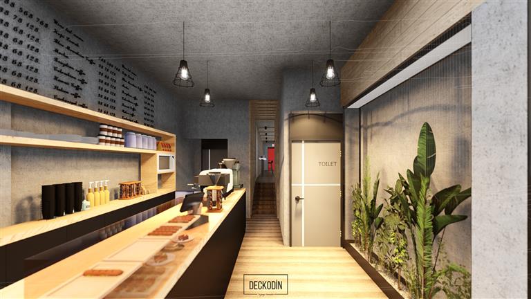 kafe iç mimari tasarımı.